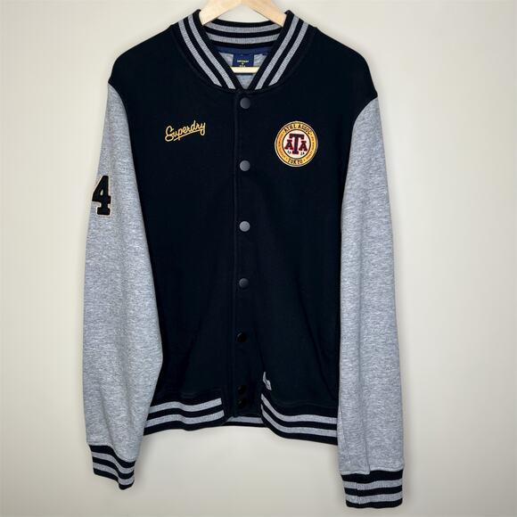 Superdry Vintage Letterman Bomber Jacket 2XL Mens Collegiate Varsity Sporty Snap - Picture 2 of 10